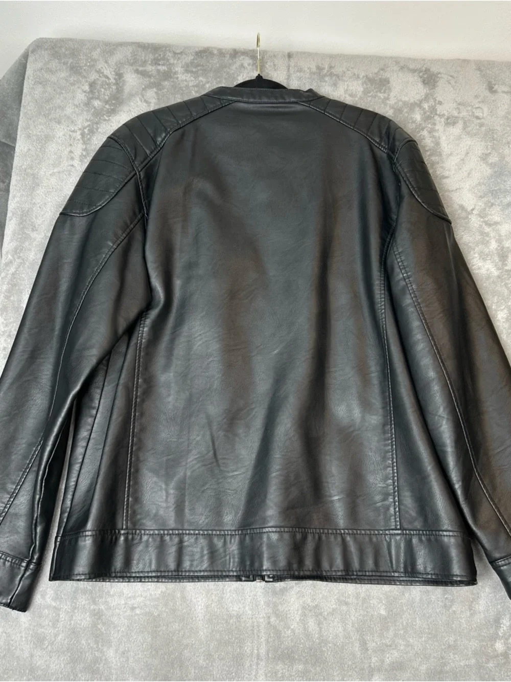 Primark Men’s Jacket Black Faux Leather Moto Biker Jacket Size Extra Large XL - Picture 6 of 16